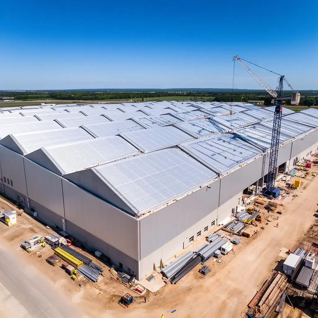 Large building roofed with PUF roof panels