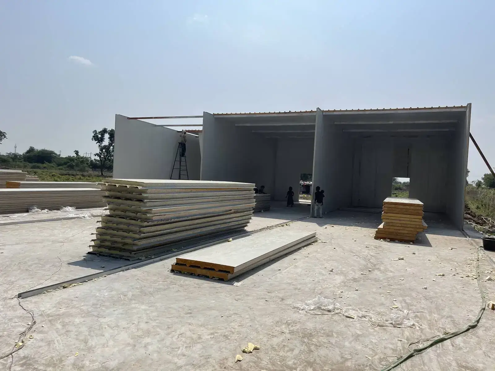 Panels delivered and staged for erection
